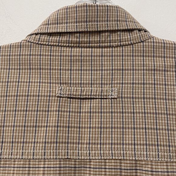 Woolrich Shirt Mens Large Deep Beige Plaid Button Front Long Sleeve Cotton - Picture 4 of 8